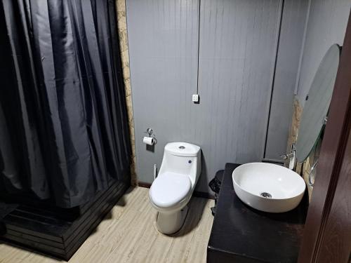 Ванная комната в Cabaña Acogedora con Vista al Rio Valdivia, Niebla