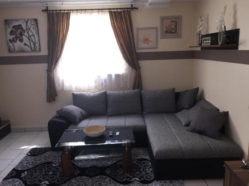 a living room with a couch and a table at Boulevard Apartment in Raunheim