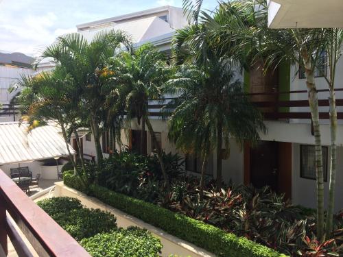 a building with palm trees in front of it at Hotel Residence Inn Suites Cristina in San José