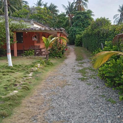 a road leading to a house with a building at Ecoposada Quinta Le Palme in Chichiriviche