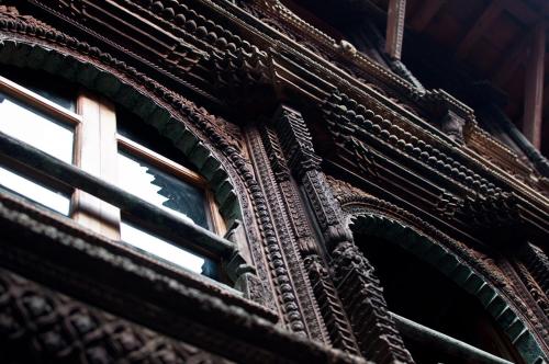 a close up of a building with a window at The Newari dream in Old Patan-high ceiling & charm in Pātan