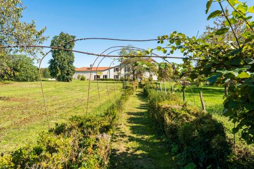 a path through an apple orchard in a field at Gite de charme aux portes du Gers in Lagrange