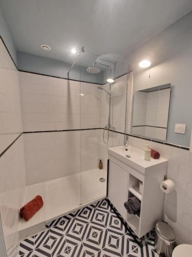 a bathroom with a shower and a sink at Puy-de-Dôme #Hypercentre in Clermont-Ferrand