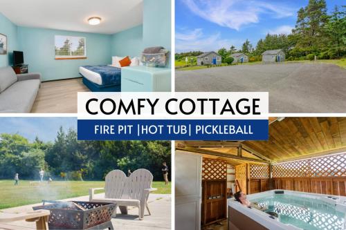 a collage of photos of a home with a hot tub at Breakwater Resort in Grayland