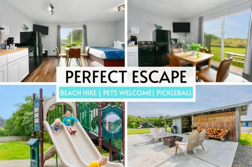 a collage of pictures of a bedroom and a kids room at Breakwater Resort in Grayland