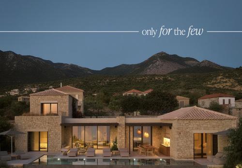 a rendering of a house with mountains in the background at Mantri Villa, a Celestial Retreat with Endless Blue, By ThinkVilla in Neokhórion