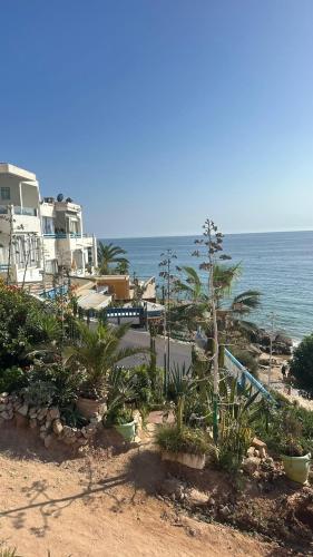 a view of a beach with houses and the ocean at DAR SALIA entre Agadir et Taghazout in Aourir