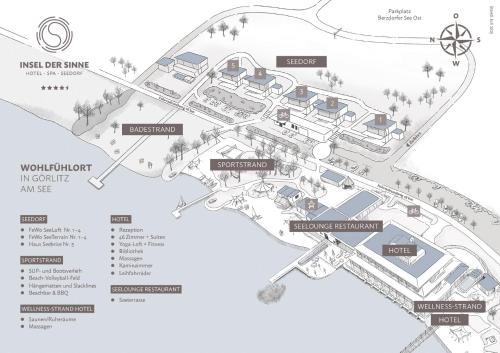 a map of the eastern disc campus at Das SeeDorf - exklusive Ferienhäuser am Wasser in Görlitz