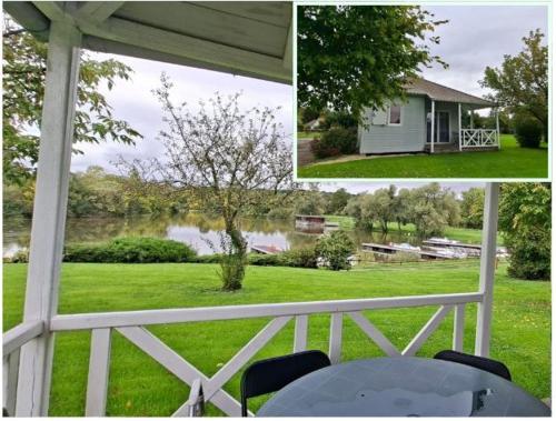 a picture of a porch with a house and a pond at Domaine Saône-Valley in Traves