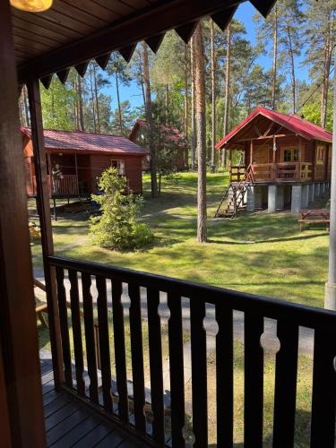 a view from the porch of a cabin at Perła in Stegna