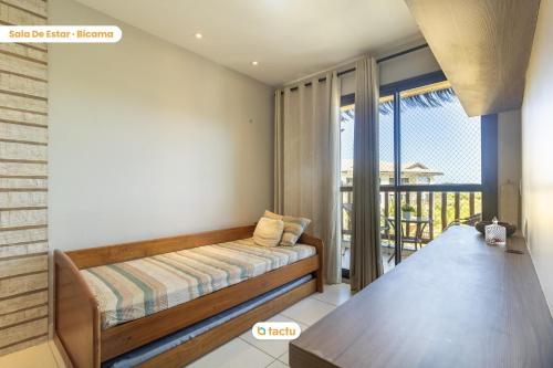 Una cama o camas en una habitación de Estudio en VG Sun Cumbuco con Vista y Comodidad