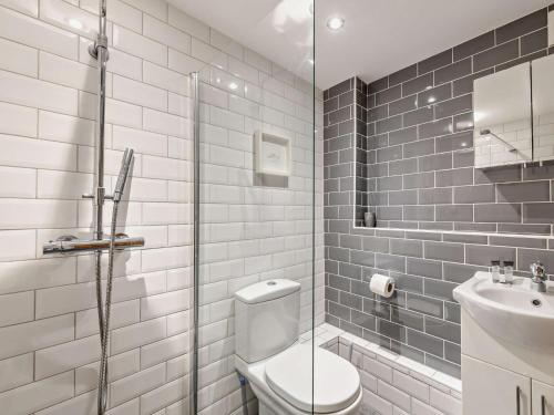 ブリクサムにある3 Bed in Brixham BX078のトイレ、洗面台、シャワー付きのバスルーム