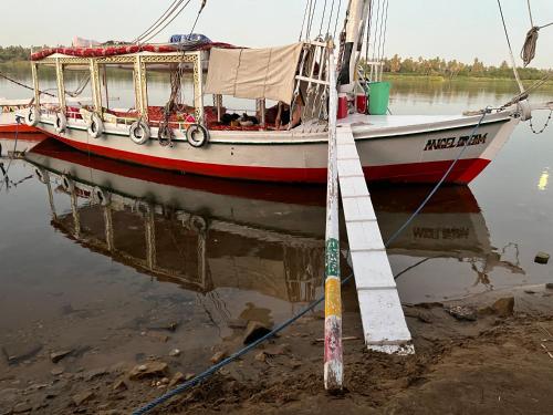 Výhled na řeku, která protéká v blízkosti ubytování na lodi