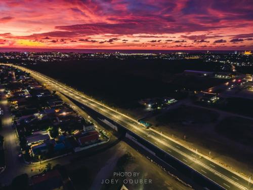 an overhead view of a highway at night at Bubali Modern Suites in Palm-Eagle Beach