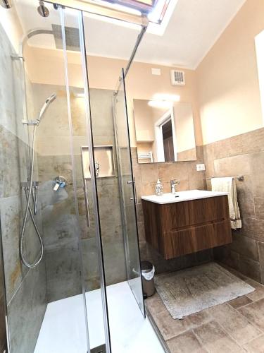 a bathroom with a shower and a sink at Paloma13 in Ferrara