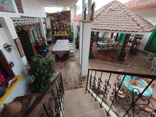 an aerial view of a house with a porch at Las Catalinas Anton Panama in Antón