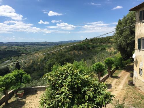 a view of a hill with trees and a building at Agriturismo Villa Dauphiné in Bagno a Ripoli