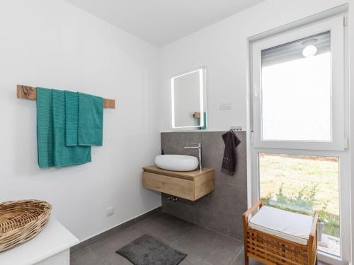 a bathroom with a sink and a window at 1-bedroom holiday home in Nova Vas