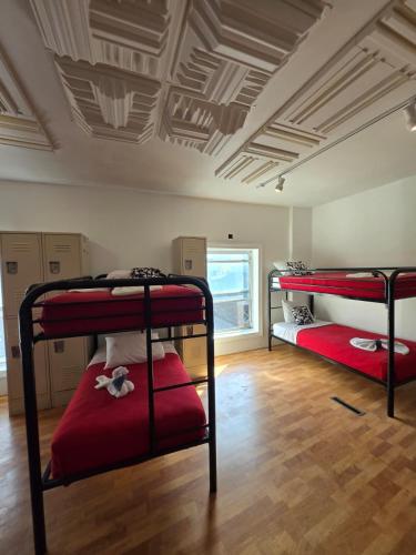 a room with two bunk beds in it with a ceiling at Grand House in Chicago