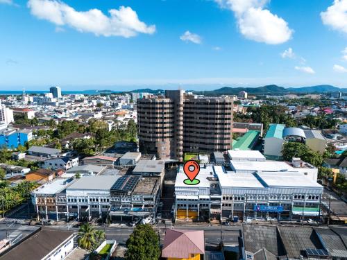 an aerial view of a city with buildings at Nyonya Maison Boutique Hotel Phuket Old Town in Phuket Town