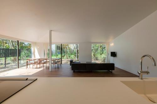 a kitchen and living room of a house at Mori no Hanare in Karuizawa