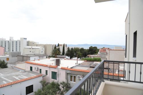 a view of the city from a balcony at Apartment Nada in Tučepi