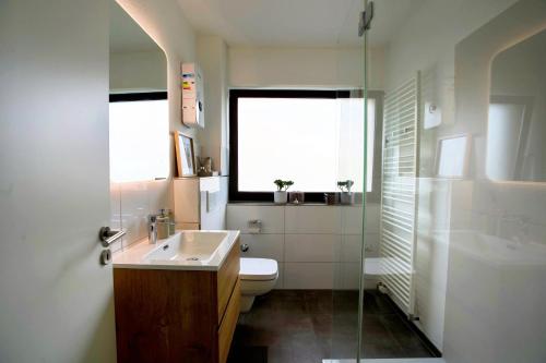 Ένα μπάνιο στο Gesamte Unterkunft Apartment in Bad Lippspringe