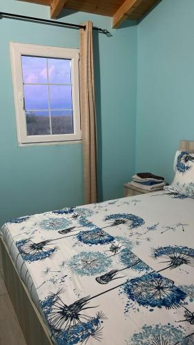 a bed in a room with a window at Shtepia Druri Sokol Lulaj in Lezhë