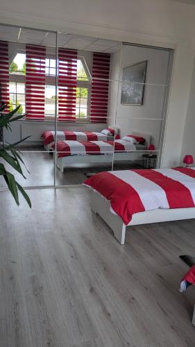 Katil atau katil-katil dalam bilik di Moderne Altbauwohnung 80qm