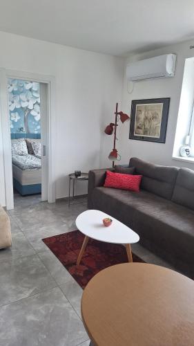 a living room with a couch and a table at Apartman u Zemunu in Zemun