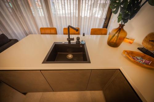 ウィレムスタッドにあるThe Wharf Curacao City Apartment Willemstadの白いカウンター&シンク付