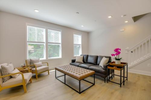a living room with a couch and two chairs at Modern Gem Near Historic Annapolis and Naval Academy in Annapolis