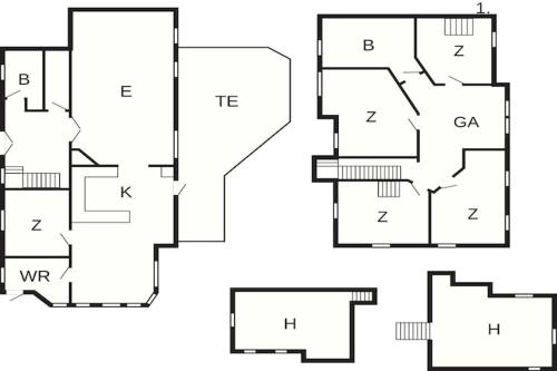 a set of four drawings of aominium at Spacious Cottage Retreat in Sonderborg-By Traum in Sønderborg