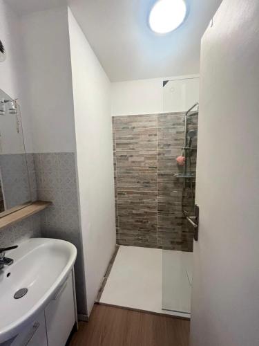 a bathroom with a shower and a sink at Apartment in Cros de Cagnes in Cagnes-sur-Mer