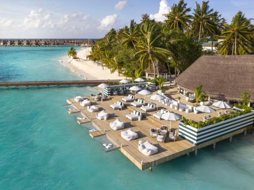 an aerial view of a resort on the beach at Sun Siyam Vilu Reef - 24 Hours All-Inclusive with Free Transfer in Dhaalu Atoll