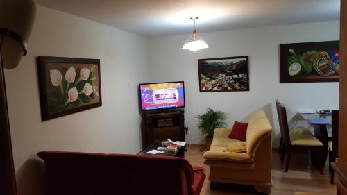 Μια τηλεόραση ή/και κέντρο ψυχαγωγίας στο Apartamento Los Delfines del Caribe