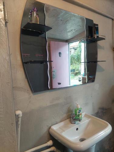 a bathroom with a sink and a mirror at Ojakh in Dilijan