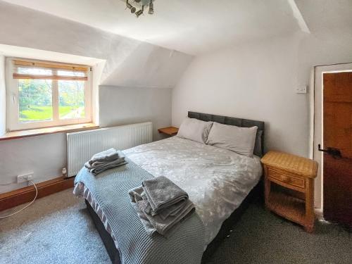 a small bedroom with a bed and a window at Tyn Y Celyn - Uk48801 in Mold