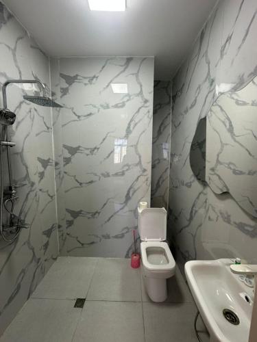un bagno con WC e lavandino di Penthouse Panorama a Baku