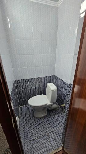 a bathroom with a toilet in a tiled stall at Нур-Ордо in Pokrovka