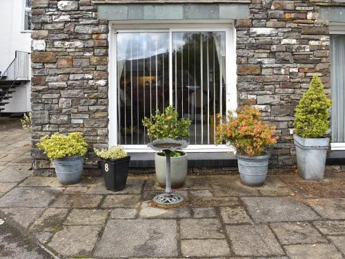 a group of potted plants sitting in front of a window at No 8 Harney Peak in Portinscale