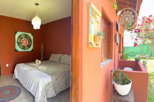 Ένα ή περισσότερα κρεβάτια σε δωμάτιο στο Vila icarai