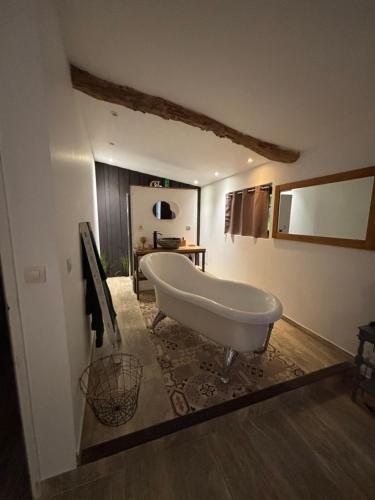a bathroom with a bath tub in a room at Villa bellevue in Roquebrune
