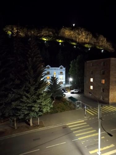 a view of a parking lot at night at Apartment in Jermuk in Jermuk