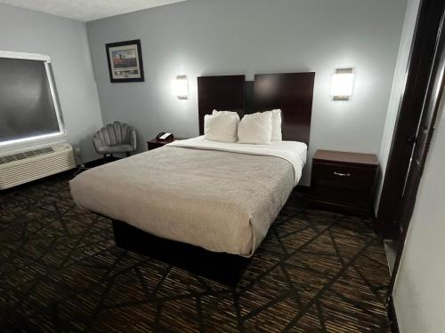 a hotel room with a bed and a television at Quality Inn Grand Rapids Near Downtown in Grand Rapids