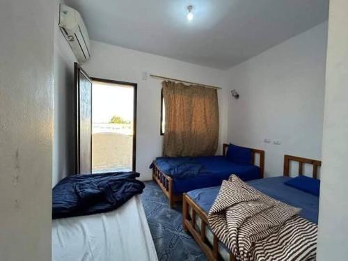 バウィティにあるWhite Desert Camp and Tours - Bahariya Oasisのベッドが2つと窓のある部屋