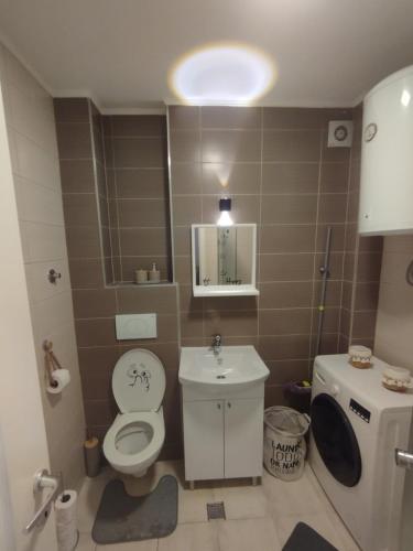 a small bathroom with a toilet and a sink at Studio - Bee Happy in Sarajevo