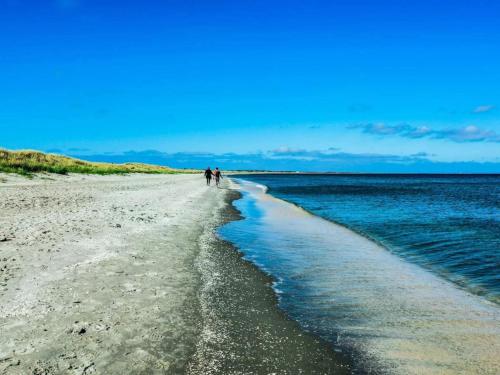 two people walking on a beach next to the water at 10 person holiday home in Ålbæk-By Traum in Ålbæk