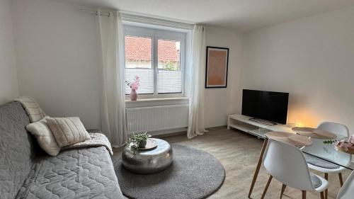 TV a/nebo společenská místnost v ubytování ST-Apartment Charming 1 mit Terrasse und Garten, 3 Zimmer in Geislingen