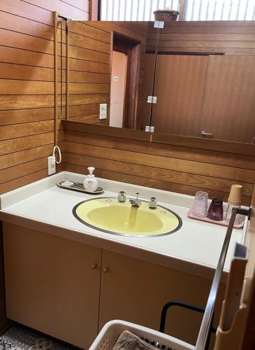 a bathroom with a sink and a mirror at Japan Harry Potter 5min Walk Guesthouse 東京ハリーポッターまで徒歩5分の民宿 in Tokyo